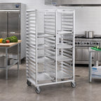 Thumbnail image #2 for Channel Manufacturing 457A Double-Section Aluminum Cafeteria Tray Rack, 80-Tray Capacity, 14 x 18 in Trays, 3 in Spacing