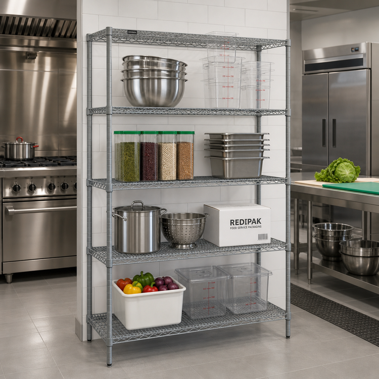 Product image #2 for Redipak 4-Tier Wire Shelving Unit, 36 x 18 x 74 Inches, Stationary, Hybrid Epoxy Finish