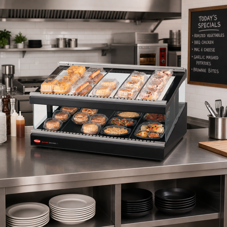 Product image #2 for Hatco Glo-Ray Designer Slant Countertop Hot Food Display Warmer with Heated Glass Shelf, 27-Inch