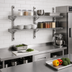 Thumbnail image #2 for Advance Tabco Special Value Series 2-Tier Adjustable Wall-Mount Wire Shelving Post and Bracket Set for 14-Inch Shelves