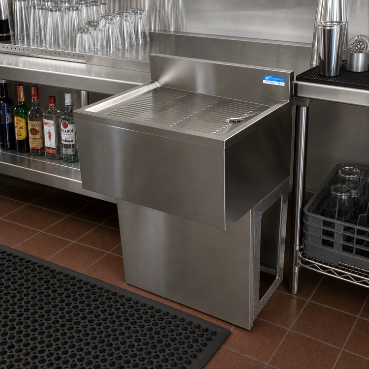 Product image #2 for BK Resources Freestanding Underbar Drain Board with Pedestal Base, 12 x 18 Inches