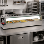 Thumbnail image #2 for Omcan USA 48805 57-Inch Countertop Bain Marie Food Warmer, Stainless Steel, 5 Half-Size Pans, Adjustable Thermostatic Control