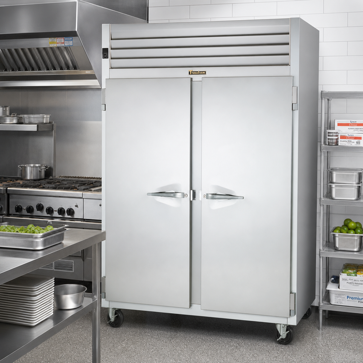 Product image #2 for Traulsen Spec-Line 58-Inch Wide Two-Section Shallow-Depth Remote Reach-In Freezer with Full-Height Solid Doors
