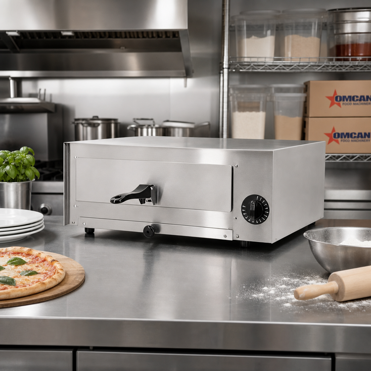 Product image #3 for Omcan Countertop Stainless Steel Electric Pizza Deck Oven for 12-Inch Pizzas