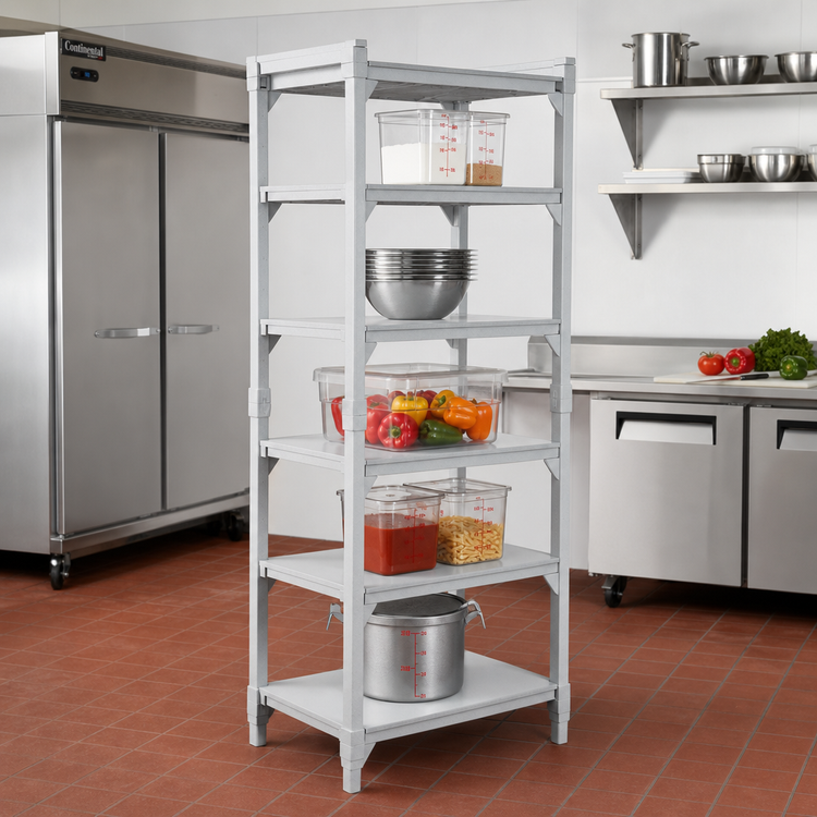 Product image #3 for Cambro Camshelving Premium 24" x 24" 5-Shelf Solid Shelf Kit, Speckled Gray