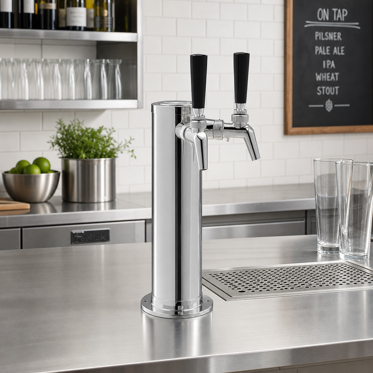 Product image #2 for Perlick Two-Faucet Air-Cooled Polished Chrome Beer Tower