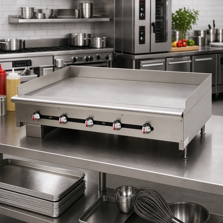 Product image #2 for Comstock-Castle 36-Inch Countertop Gas Griddle with Manual Controls and 1-Inch Polished Steel Plate