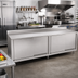Thumbnail image #2 for John Boos 132-Inch x 30-Inch Cabinet Base Work Table with Sliding Doors, 5-Inch Backsplash, and Stainless Steel Top
