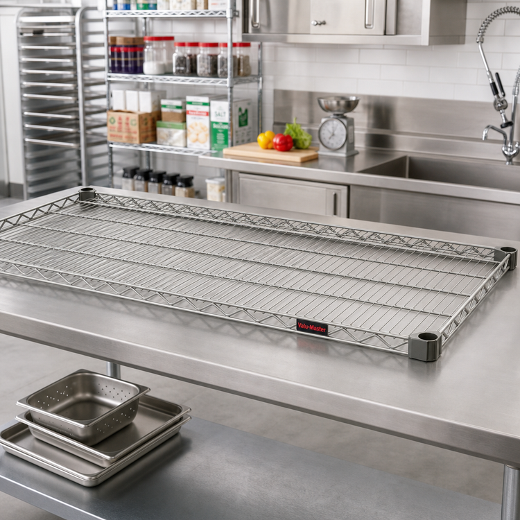 Product image #2 for Valu-Master Quad-Adjust Wire Shelf, 54 x 24 Inches, 600 lb. Capacity, Pewter Gray Epoxy Finish