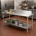 Thumbnail image #2 for John Boos Stallion 108-Inch x 24-Inch Stainless Steel Work Table with 5-Inch Backsplash and Adjustable Undershelf