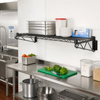 Thumbnail image #2 for Quantum WDWB2442BK Wall-Mount Cantilever Wire Shelf, 42 x 24 Inches, Black Epoxy Antimicrobial Finish