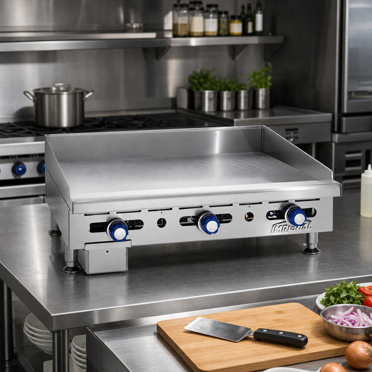 Product image #2 for Imperial IMGA-2428-1 Commercial Countertop Gas Griddle, 24 x 24-Inch Surface, 1-Inch Highly Polished Steel Plate
