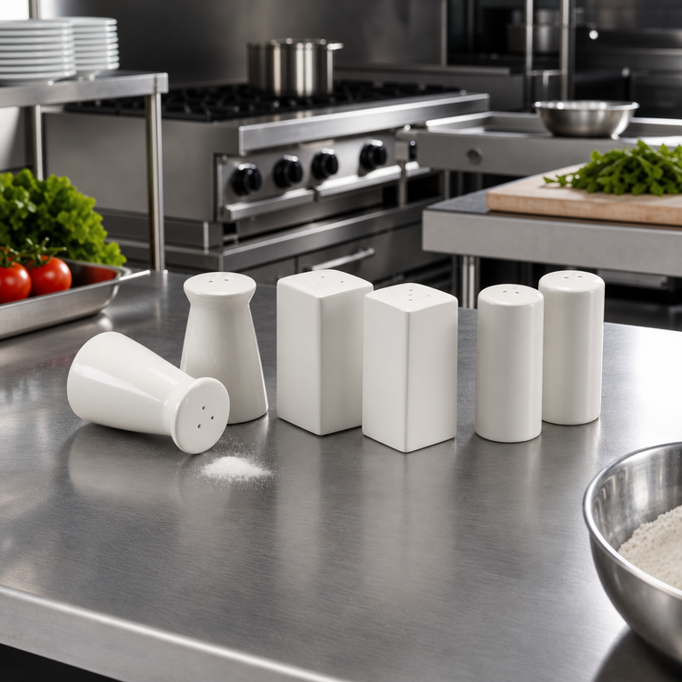 Product image #2 for American Metalcraft 2.5 oz White Ceramic Salt & Pepper Shaker Set
