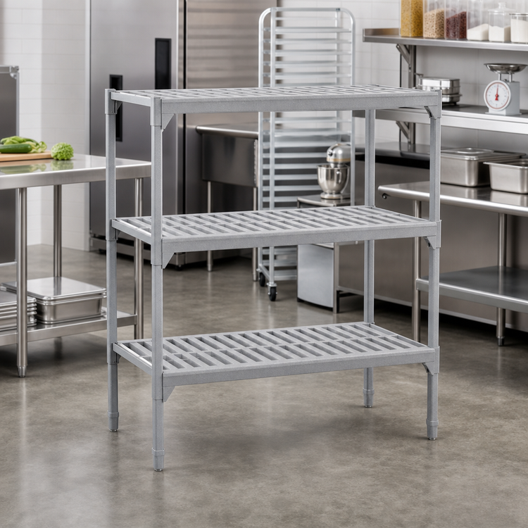 Product image #3 for Cambro Camshelving Premium 18-Inch x 54-Inch 4-Shelf Vented Shelf Kit, Speckled Gray