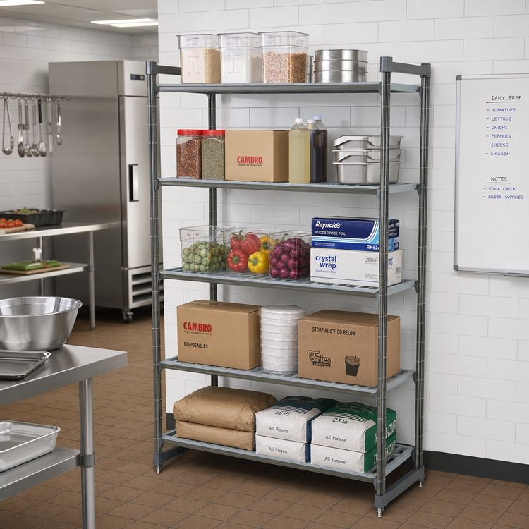 Product image #2 for Cambro Camshelving Basics Plus 5-Shelf Polymer Shelving Starter Unit