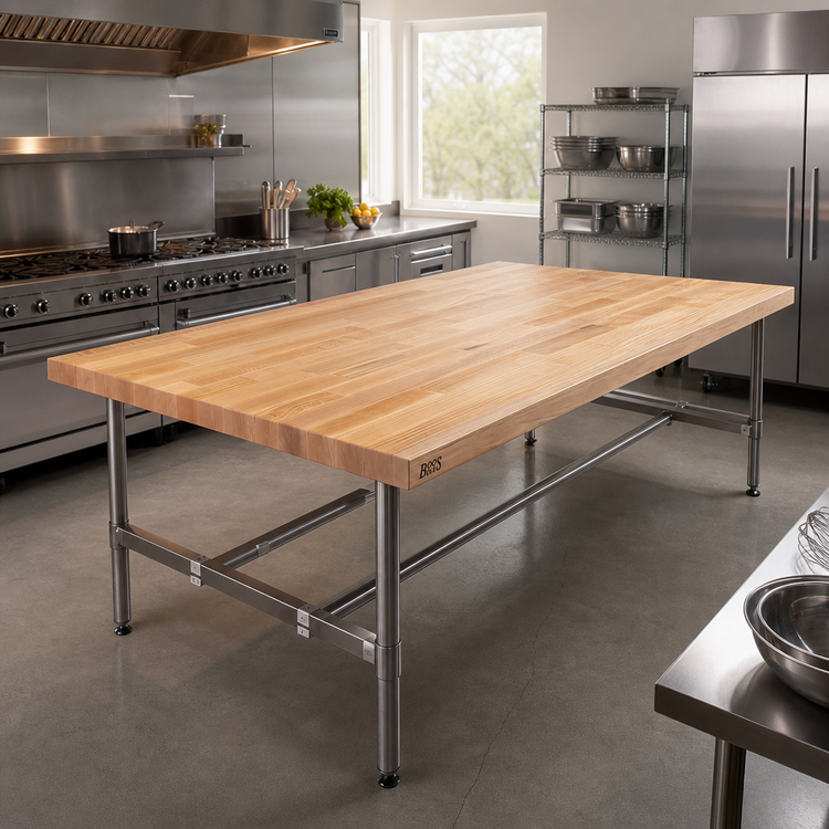Product image #2 for John Boos 96-Inch x 60-Inch Edge Grain Flat Top Northern Hard Rock Maple Bakers' Table Top
