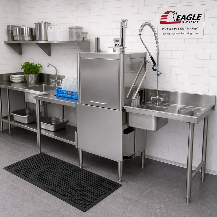 Product image #2 for Eagle Group Straight Soiled Dishtable with Right-to-Left Operation and Pre-Rinse Sink, 72 x 30 Inches
