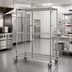 Thumbnail image #2 for Mobile Open-Wire Stainless Steel Security Cage with 2 Doors and Padlock Hasps, 51-1/4W x 33-1/4D x 69H