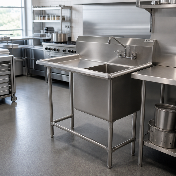 Product image #2 for John Boos Pro-Bowl 1-Compartment Stainless Steel Sink with 24" Left Drainboard