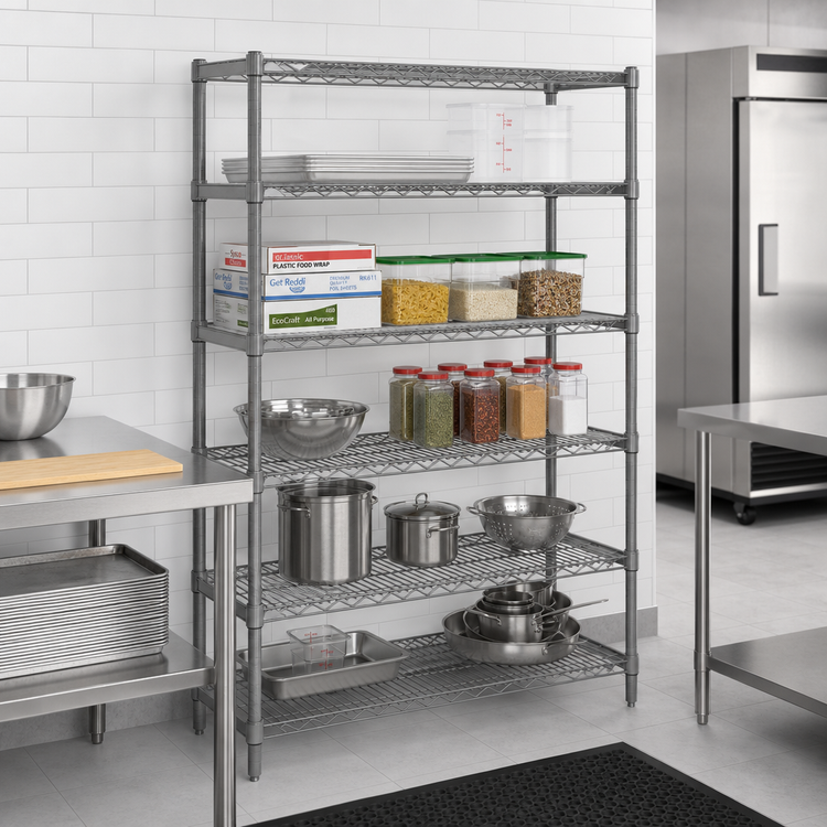 Product image #2 for Eagle Group Valu-Master 5-Tier Wire Starter Shelving Unit, 72W x 24D x 74H, Pewter Gray Epoxy