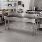 Thumbnail image #2 for Advance Tabco 19-FM-96-ADA 96-Inch ADA Multiwash Freestanding Hand Sink, 16-Gauge 304 Stainless Steel, 4 Faucet Hole Sets