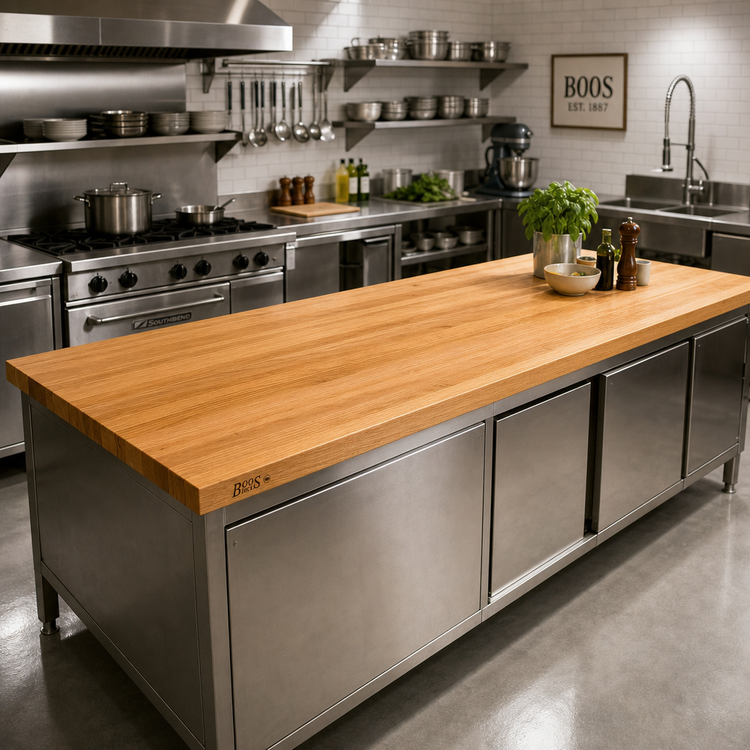 Product image #2 for John Boos Appalachian Red Oak Edge Grain Kitchen Countertop, 108 x 25 x 1-1/2 Inch, Varnique Finish