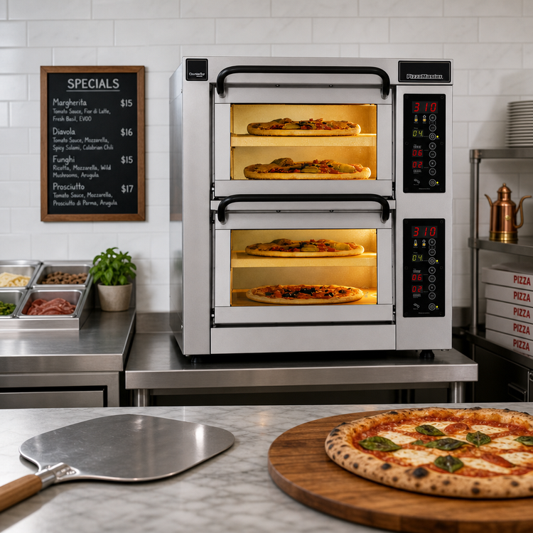 Product image #2 for PizzaMaster PM 402ED-4 Countertop Electric Stone Hearth Pizza Oven with 2 Independent Chambers
