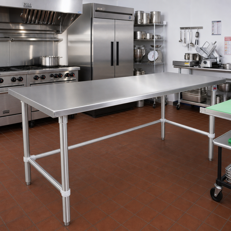Product image #2 for John Boos 120-Inch x 48-Inch Deep Stainless Steel Flat Top Work Table with Safety Edge