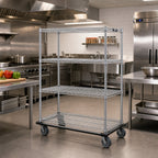 Thumbnail image #2 for Metro Super Erecta N536MC 4-Shelf Chrome Wire Dolly Truck, 36 x 24 Inches