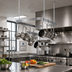 Thumbnail image #2 for Sapphire Manufacturing Ceiling-Mounted Triple-Bar Stainless Steel Pot Rack with 12 Double Hooks, 36 x 22 Inches