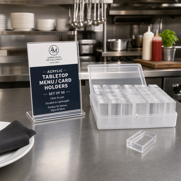 Product image #2 for American Metalcraft Acrylic Tabletop Menu/Card Holders, Set of 50