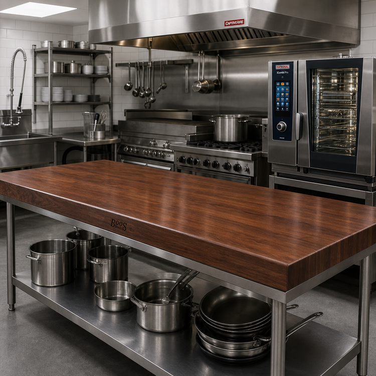 Product image #2 for John Boos Boos Block American Black Walnut Kitchen Countertop, 96 x 42 x 3 Inch, Edge Grain, Varnique Finish