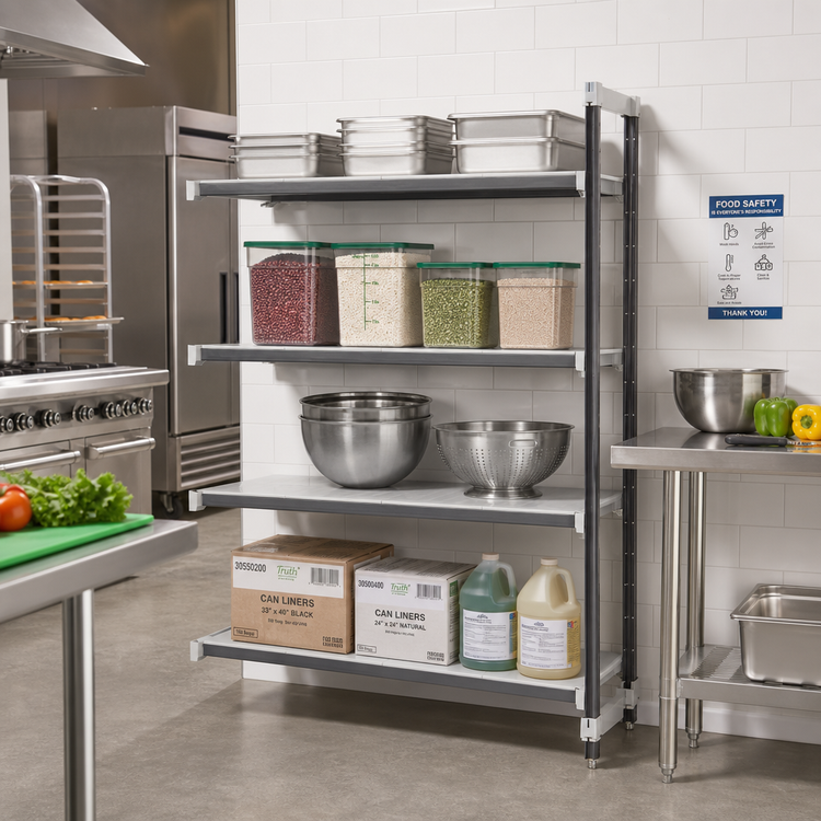 Product image #2 for Camshelving Elements XTRA 18 Inch Deep x 36 Inch Wide x 84 Inch High 4-Tier Solid Stationary Add-On Polymer Shelving Unit