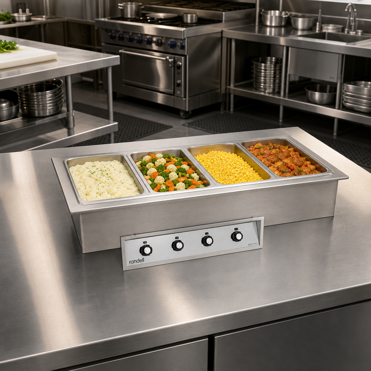 Product image #2 for Randell 4-Pan Drop-In Electric Hot Food Well with Auto Water Fill and Drain