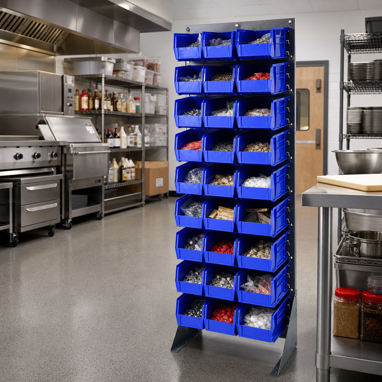 Product image #2 for Quantum 18 Inch x 12-1/2 Inch x 66 Inch Gray Enamel Coated Louvered Steel Rack, 375 lb. Capacity