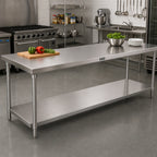 Thumbnail image #2 for John Boos SSK6-3096 96 x 30 Inch 16-Gauge 300 Series Stainless Steel Work Table Undershelf, Knockdown