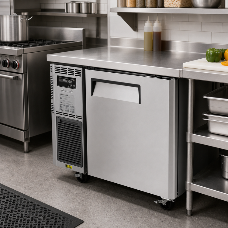 Product image #2 for Turbo Air J Series JUR-36-N6 One-Section Undercounter Refrigerator with Solid Door, Side-Mount Self-Contained Compressor, 6.37 Cu. Ft., 115V