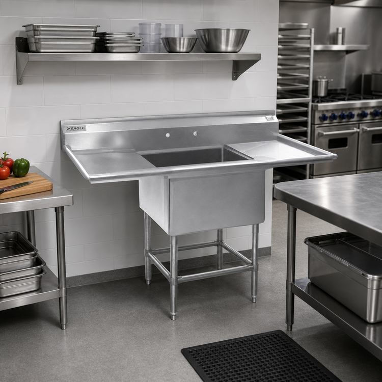 Product image #2 for Eagle Spec-Master FN Series One-Compartment Sink with Left Drainboard, 59-1/2 Inch Wide, 304 Stainless Steel