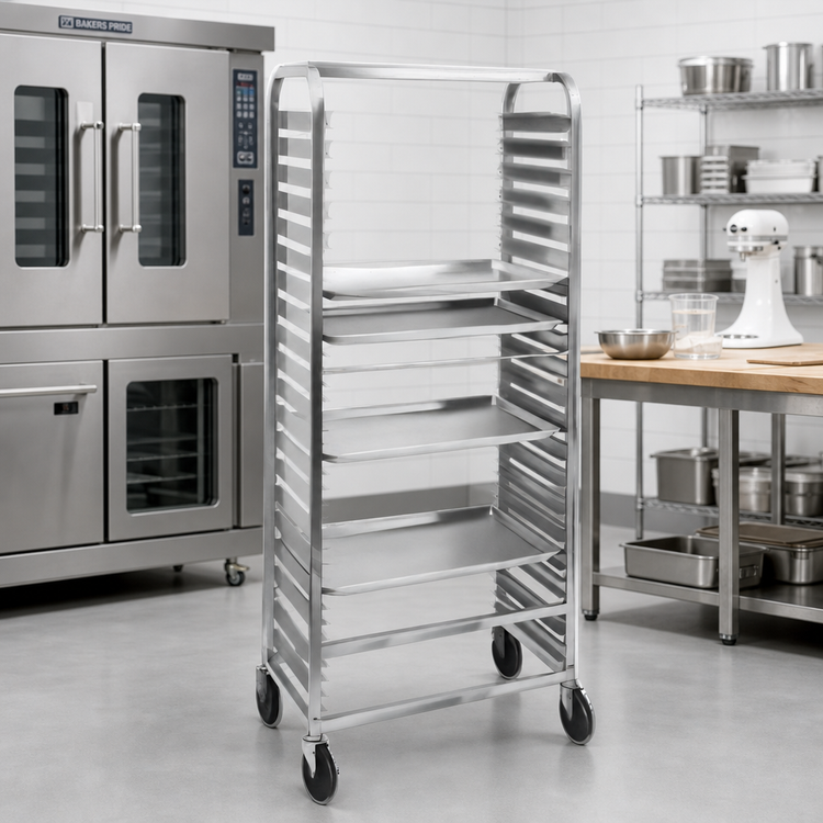 Product image #2 for Standard Series Aluminum Side-Load Bun Pan Rack with 5-Inch Swivel Casters, 36-Pan Capacity, 64-Inch High