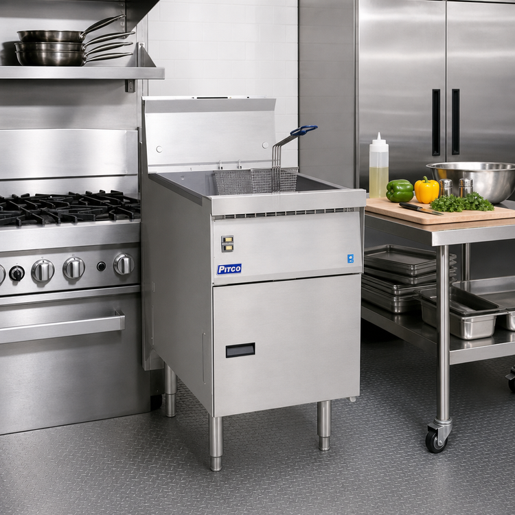 Product image #2 for Pitco FBG18 Flat Bottom Gas Fryer, Floor Model, 18 x 24 in, 42-65 lb Oil Capacity