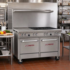 Thumbnail image #2 for Southbend (Middleby) Ultimate 4483AC-3T 48-Inch Gas Combination Range with 2 Burners, 36-Inch Thermostatic Griddle, Convection Oven & Cabinet Base