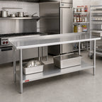 Thumbnail image #2 for Duke Manufacturing 314S-30120-2R 120 x 30 in Stainless Steel Work Table with 14-Gauge Top, 1-1/8 in Riser and Undershelf