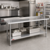 Thumbnail image #2 for Duke 120 Inch x 30 Inch Stainless Steel Work Table with 1-1/8 Inch Straight Riser and Undershelf