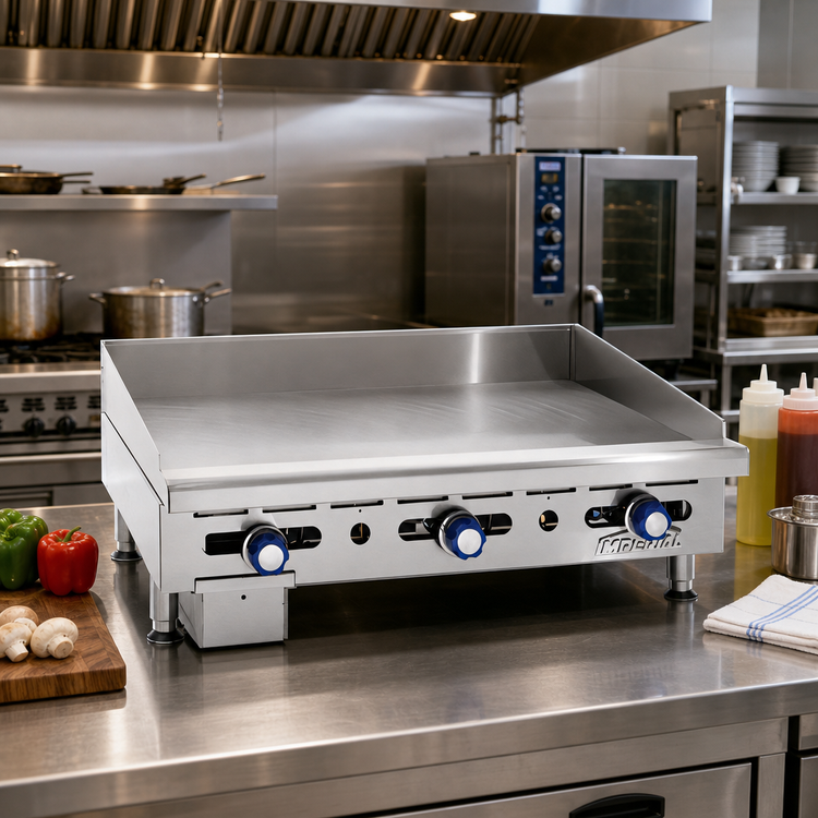 Product image #2 for Imperial IMGA-3628 Countertop Gas Griddle, 36-Inch x 24-Inch Smooth Polished Steel Plate, Manual Controls
