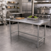 Thumbnail image #2 for Advance Tabco 108-Inch x 30-Inch 14-Gauge 304 Stainless Steel Flat Top Work Table with Galvanized Open Base
