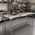 Thumbnail image #2 for Advance Tabco 108-Inch x 30-Inch 14-Gauge 304 Stainless Steel Flat Top Work Table with Galvanized Open Base