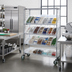 Thumbnail image #2 for Quantum Chrome-Plated Slanted Shelf Enclosure Cart with Clear Bins, 36 x 24 x 69 Inches