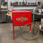Thumbnail image #2 for Winco Benchmark 30010 Antique-Style Popcorn Machine Cart/Trolley, Red, 38"W x 23"D x 33"H