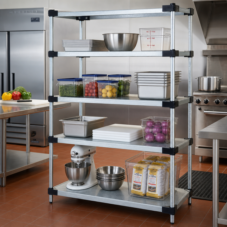 Product image #2 for Quantum Solid Shelving Starter Kit, 42"W x 18"D x 54"H, 4 Solid Shelves