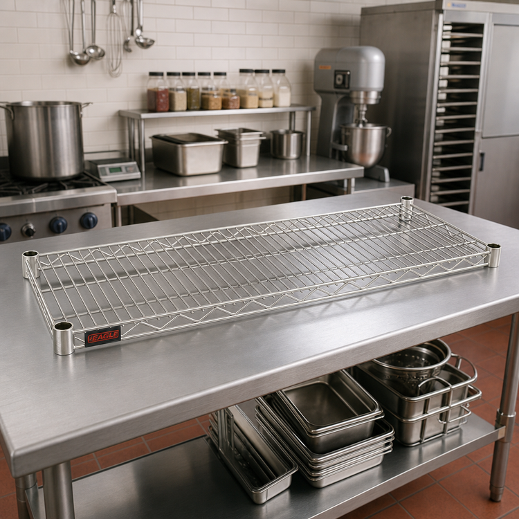 Product image #2 for Eagle Group QuadTruss 72 x 18 Inch Stainless Steel Wire Shelf, 600 lb. Capacity